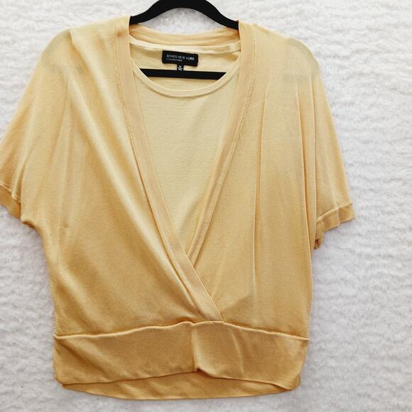 Blouse Sweater Size M Gold Slouchy Luxe Quiet Luxury Minimalist Office Chic Y2K - Picture 1 of 12